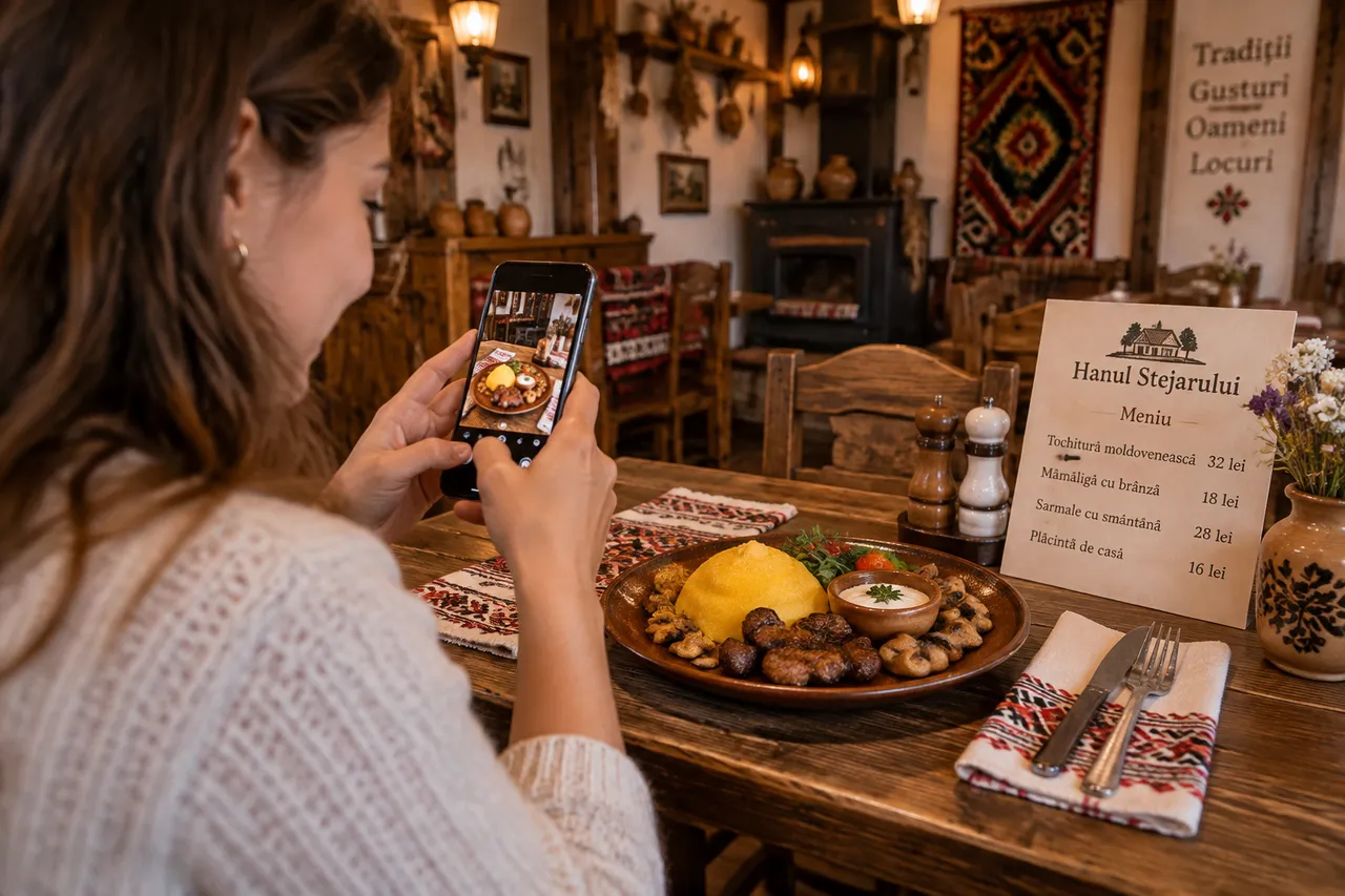 meniu de restaurant în promovarea unei destinații turistice