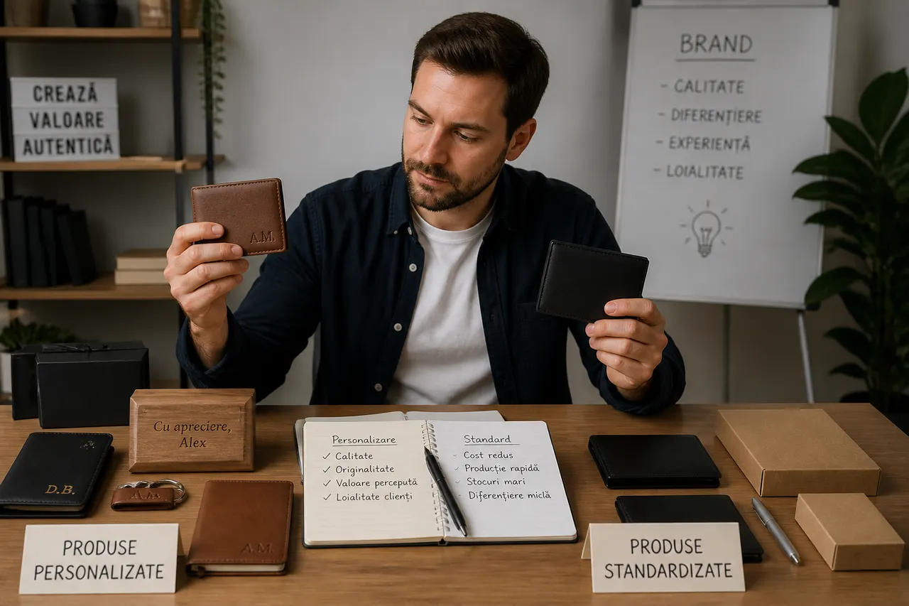 produse personalizate versus marfă standardizată analizate de un antreprenor